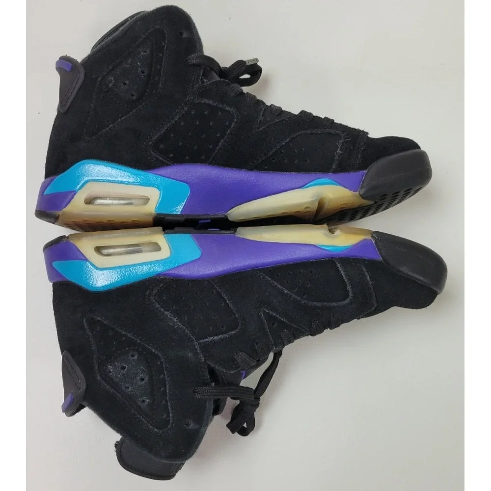Nike Air Jordan 6 Retro Aqua Black Leather‎ 384665-004 US 5.5Y